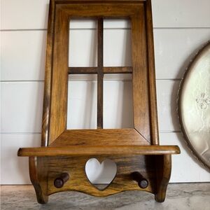 Rustic Brown Wall Shelf with Heart Cutout